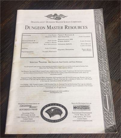 Dragonlance Dungeon Master Screen Companion: Dungeon Master Resources Booklet
