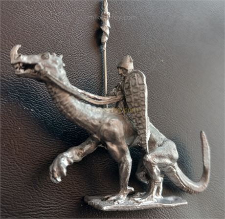 Ral Partha 01-035 Land Dragon & Captain 25mm Metal Miniature
